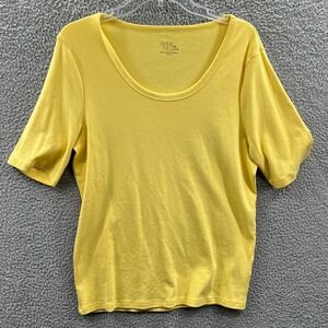 Womens Yellow Scoop Neck Tee XL Short Sleeve Stretch Everyday Essential Capsule